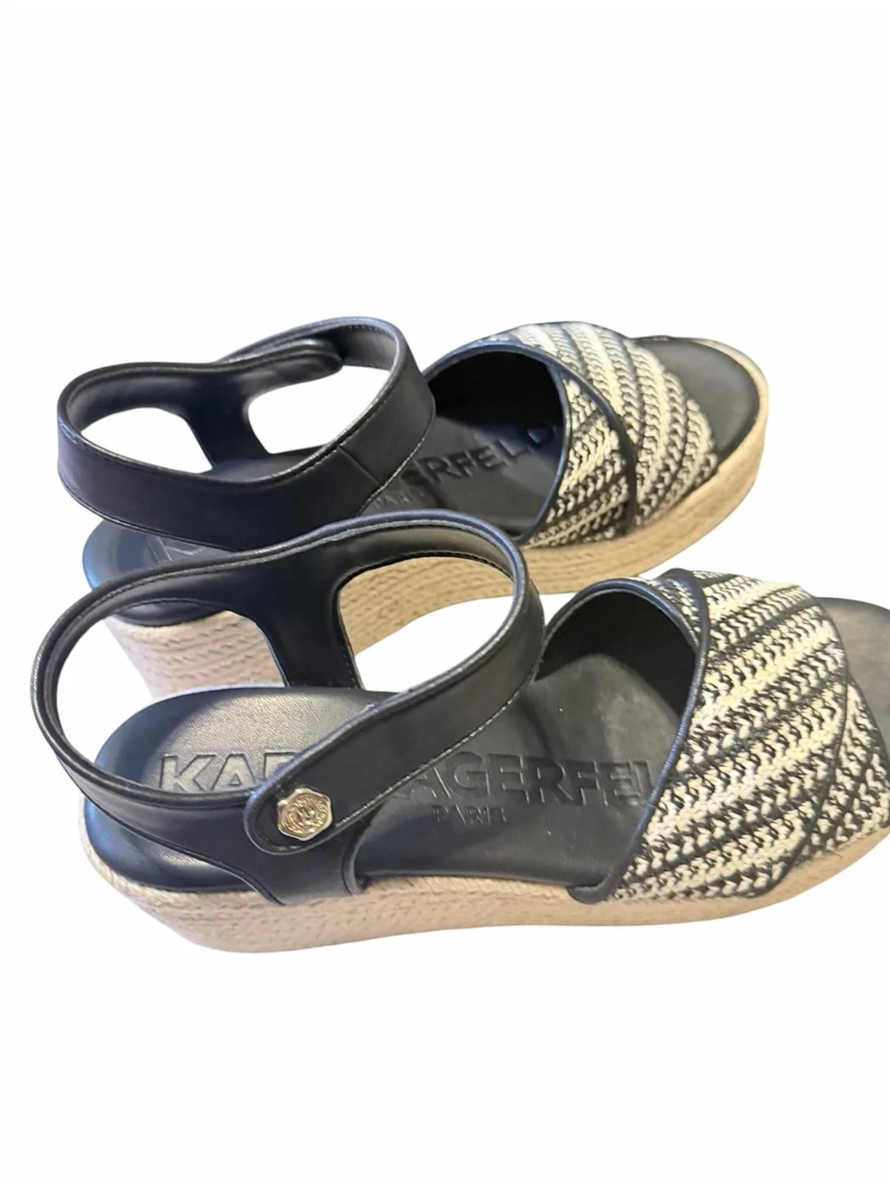 🌼🌟NIB KARL LAGERFELD PARIS Women's Celest Ankle-Strap Espadrille Platform Wedge